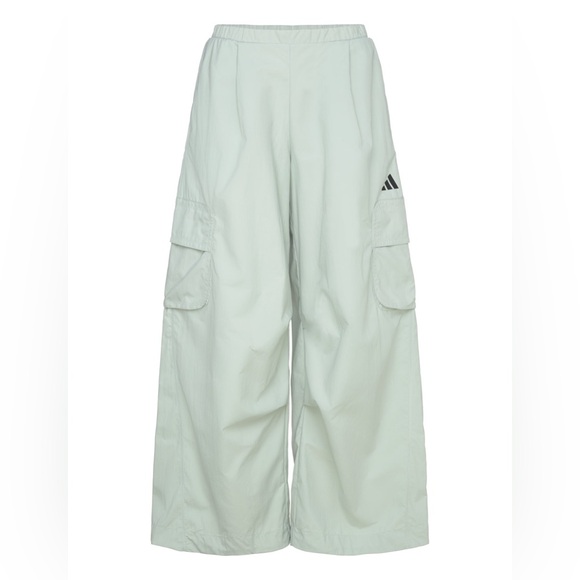 Adidas Light Gray Wide-Leg Cargo Pants Sage Parachute XS - Picture 2 of 14